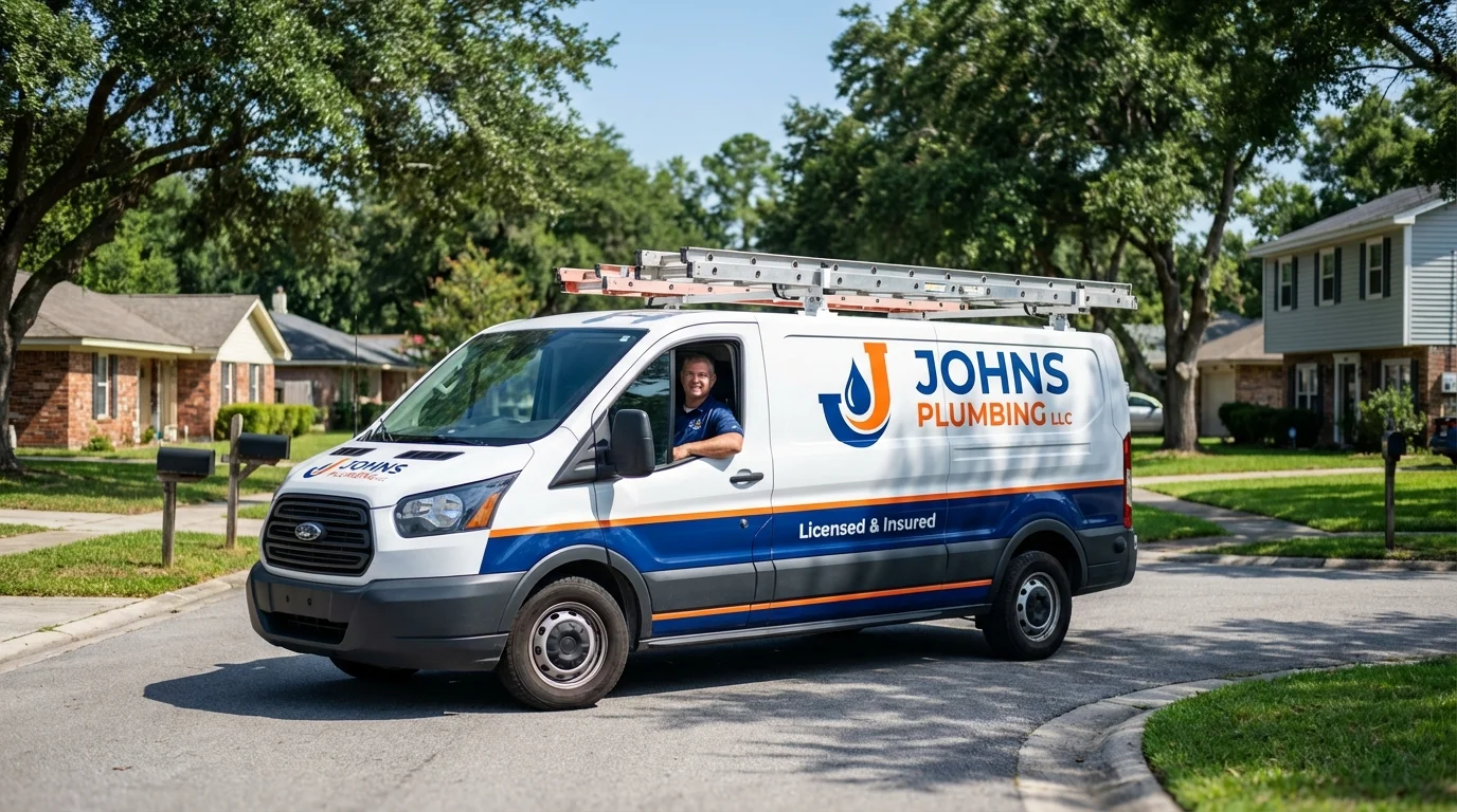 Johns Plumbing LLC service van in Tower City, PA