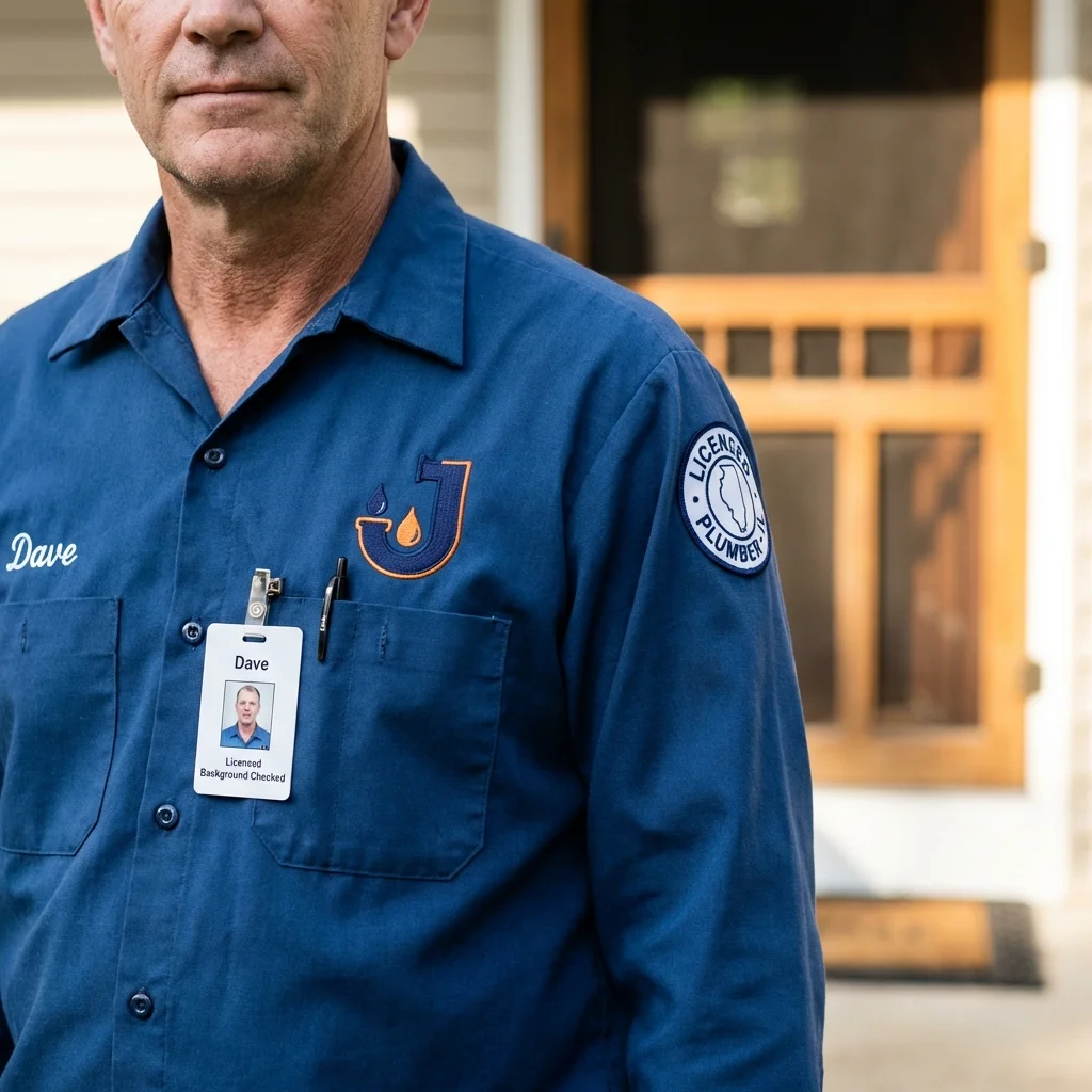 Licensed plumber showing ID badge in Tower City, PA