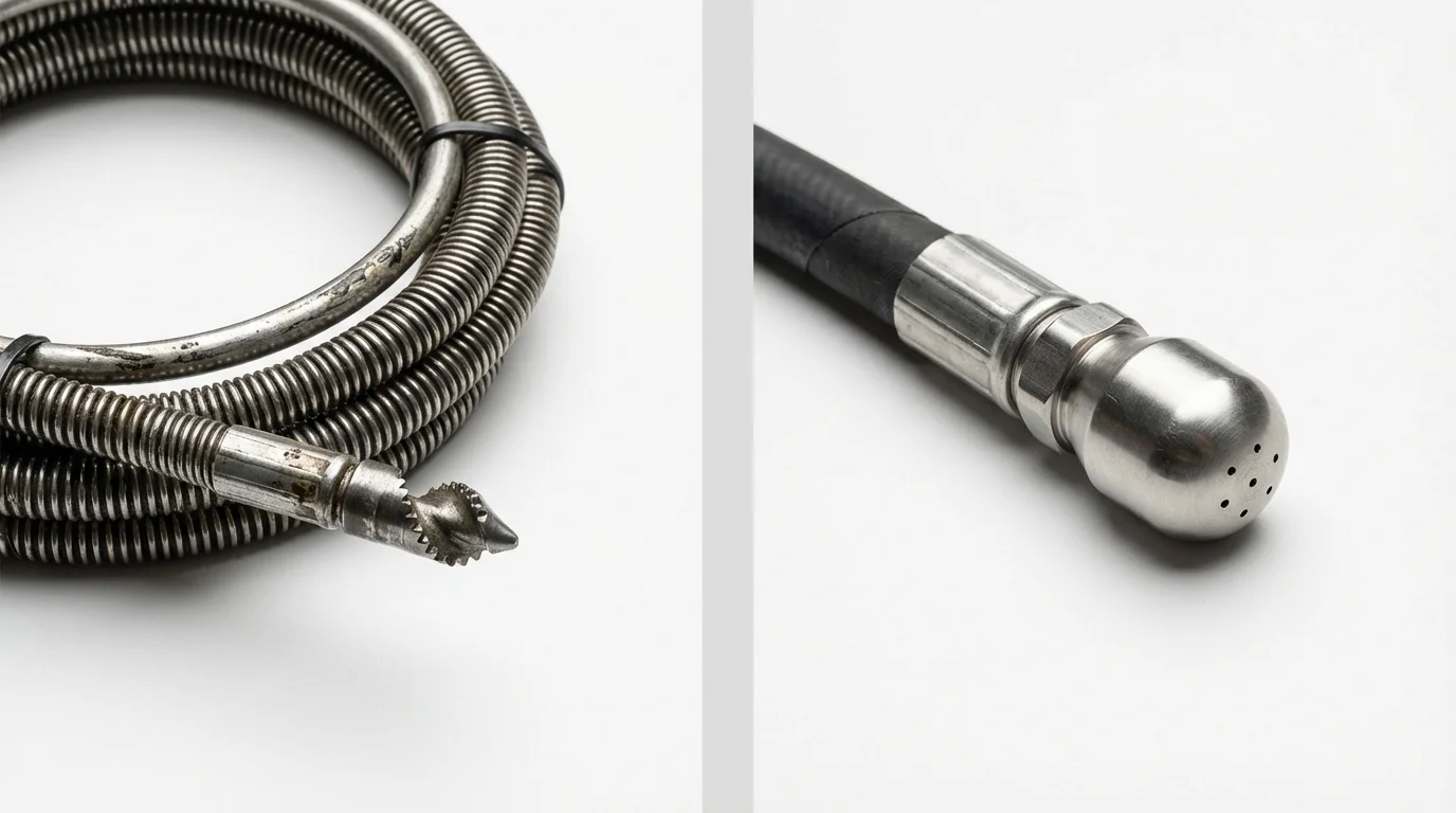 Drain snake cable and hydro jetting nozzle used for drain cleaning in Tower City, PA