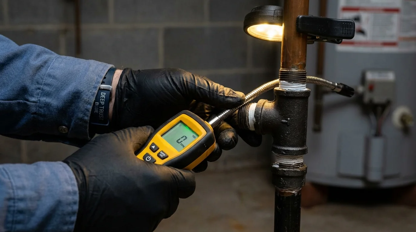 Gas leak detection with electronic sniffer by Johns Plumbing LLC in Tower City