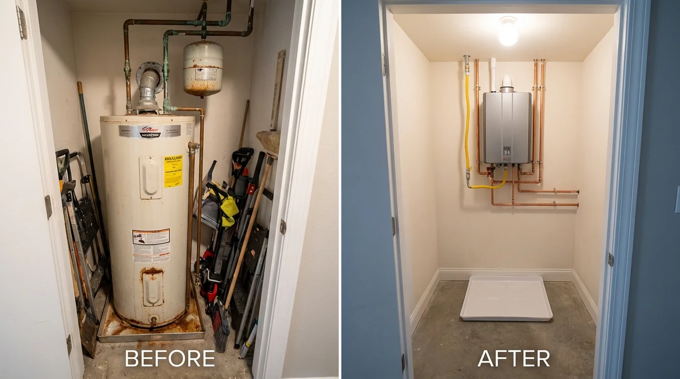 Tank water heater versus wall-mounted tankless unit comparison for Tower City, PA homeowners