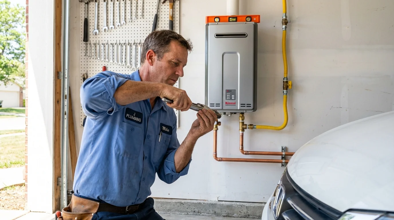 Tankless water heater installation by a Johns Plumbing LLC plumber in Tower City